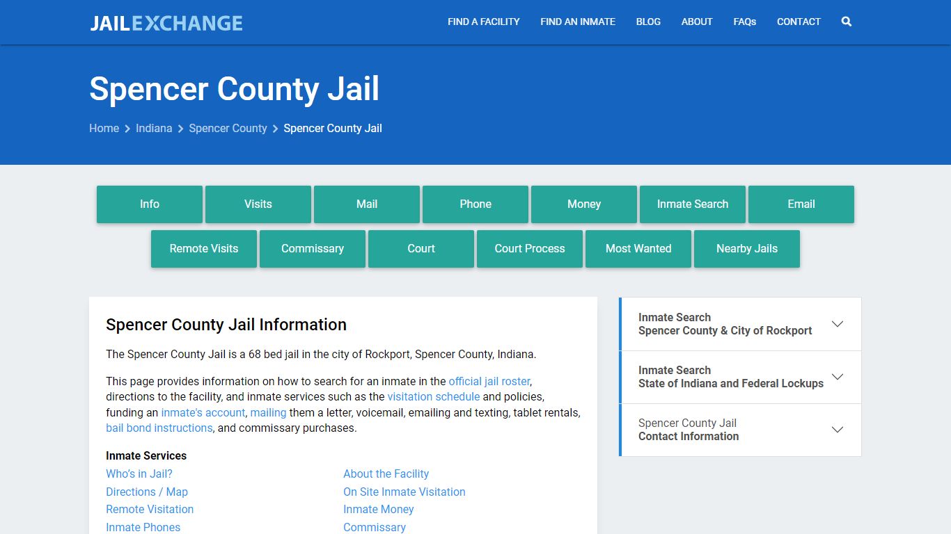 Spencer County Jail, IN Inmate Search, Information